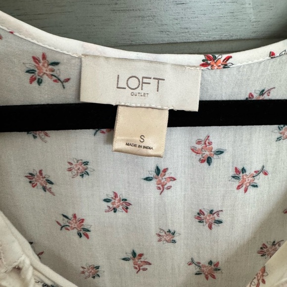 LOFT Cream Floral Blouse with Tassels - Picture 2 of 4